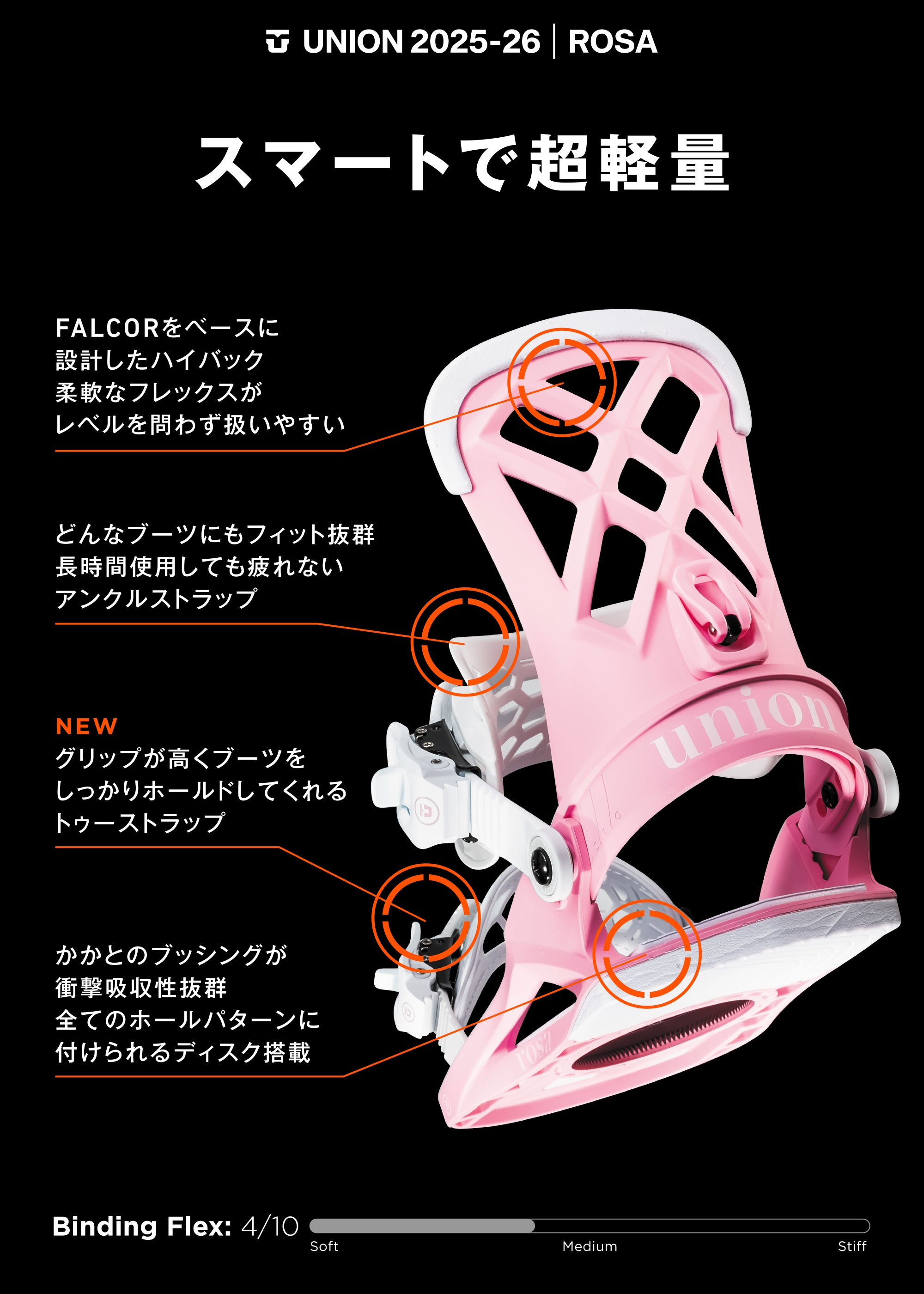 スノーボード ビンディング UNION ROSA BONE 25-26 送料無料 日本正規品