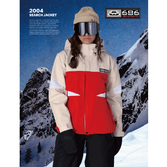 686 ウェア ロクハチロク WOMENS 2004 SEARCH JACKET LIMESTONE COLORBLOCK M6WN340 26-27 スノーボードウェア 日本正規品