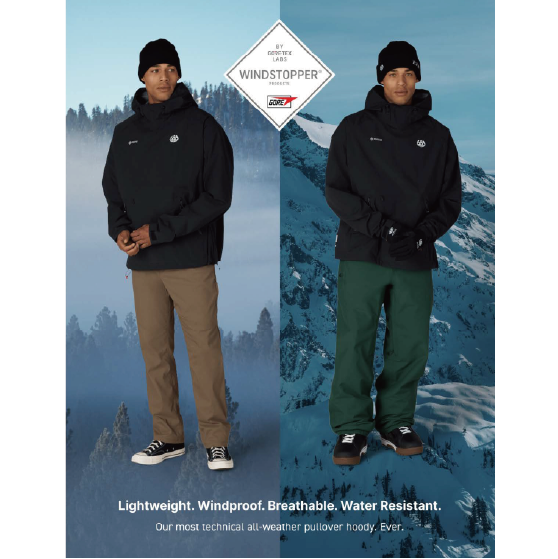 686 ウェア ロクハチロク MENS WINDSTOPPER? PULLOVER HOODY LIMESTONE M6WNCS129 26-27 スノーボードウェア 日本正規品