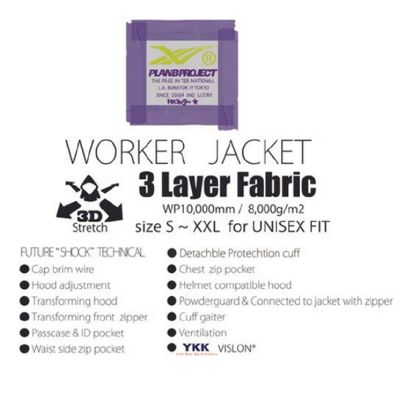 PLAN B ウェア プラン ビー WORKER JACKET ( 3layer fabric ) 26-27 スノーボードウェア 日本正規品