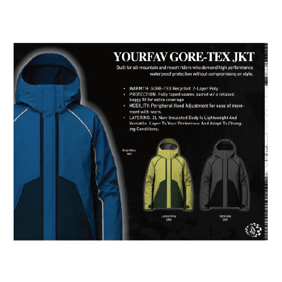 VOLCOM ウェア ボルコム YOURFAV BAGGY GORE JKT DGY V_H0652650 26-27 スノーボードウェア 日本正規品