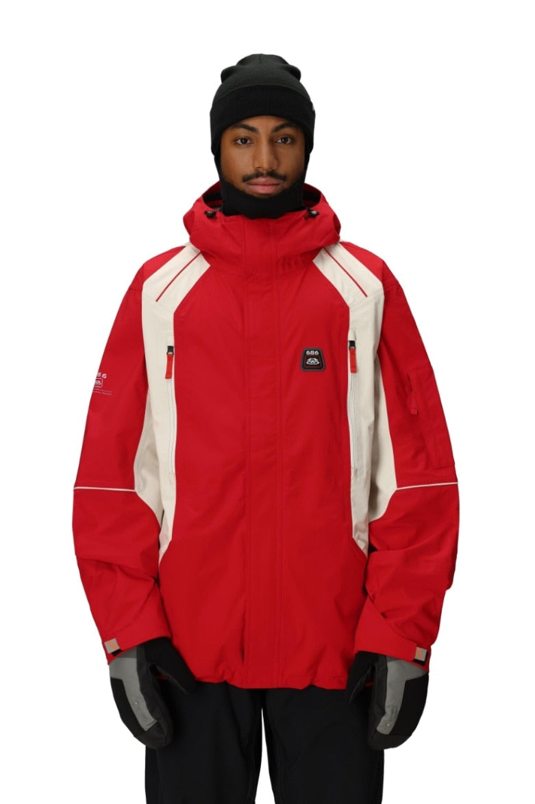 686 ロクハチロク MENS 2002 X3 SHELL JACKET TRUE RED COLORBLOCK 25-26 スノーボード ウェア