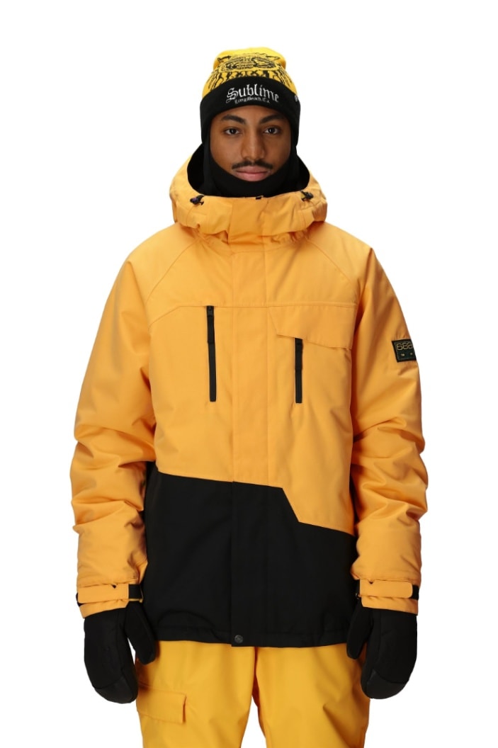 686 ロクハチロク MENS GEO INSULATED JACKET YELLOW GOLD COLORBLOCK 25-26 スノーボード ウェア
