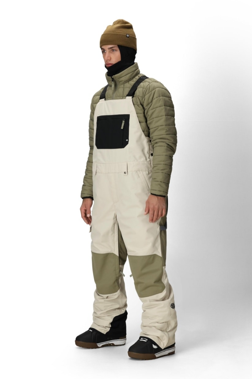 686 ロクハチロク MENS HOT LAP INSULATED BIB LIMESTONE COLORBLOCK 25-26 スノーボード ウェア
