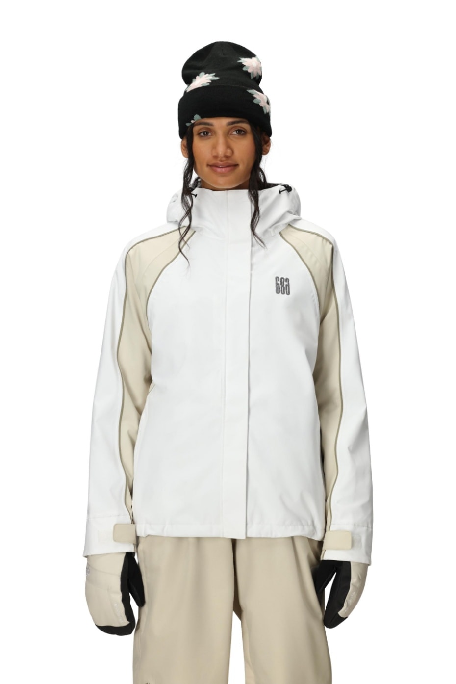 686 ロクハチロク WOMENS HOLOGRAM SHELL JACKET WHITE COLORBLOCK 25-26 スノーボード ウェア
