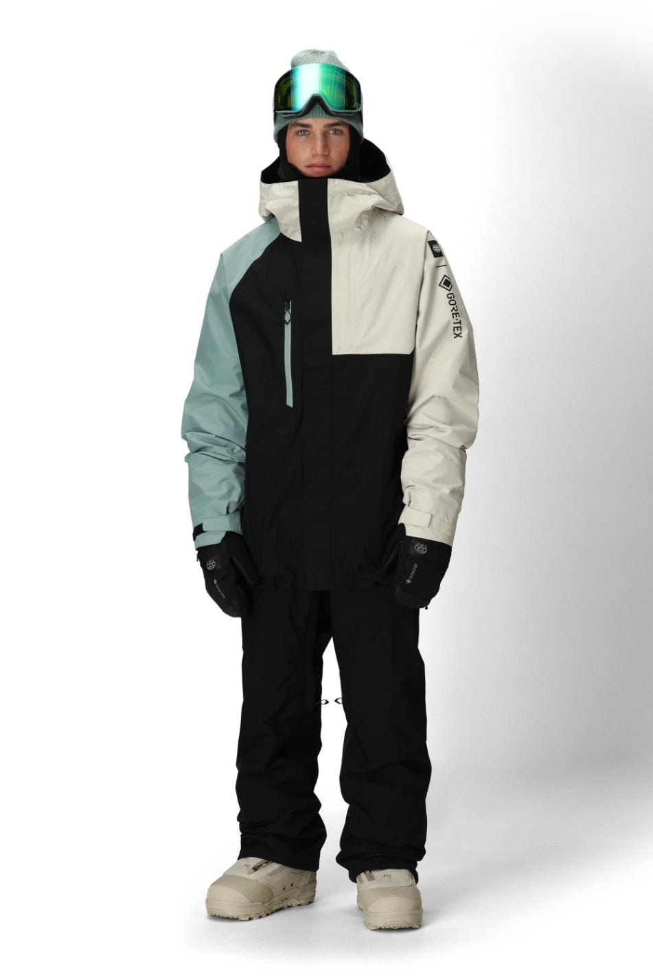 686 ロクハチロク MENS GORE-TEX CORE SHELL JACKET LIMESTONE COLORBLOCK 25-26 スノーボード ウェア