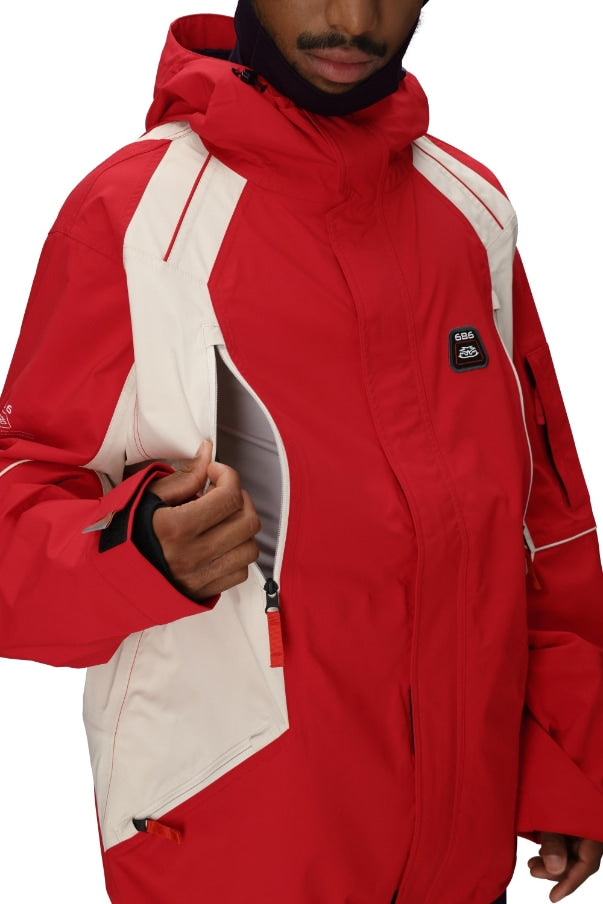686 ロクハチロク MENS 2002 X3 SHELL JACKET TRUE RED COLORBLOCK 25-26 スノーボード ウェア