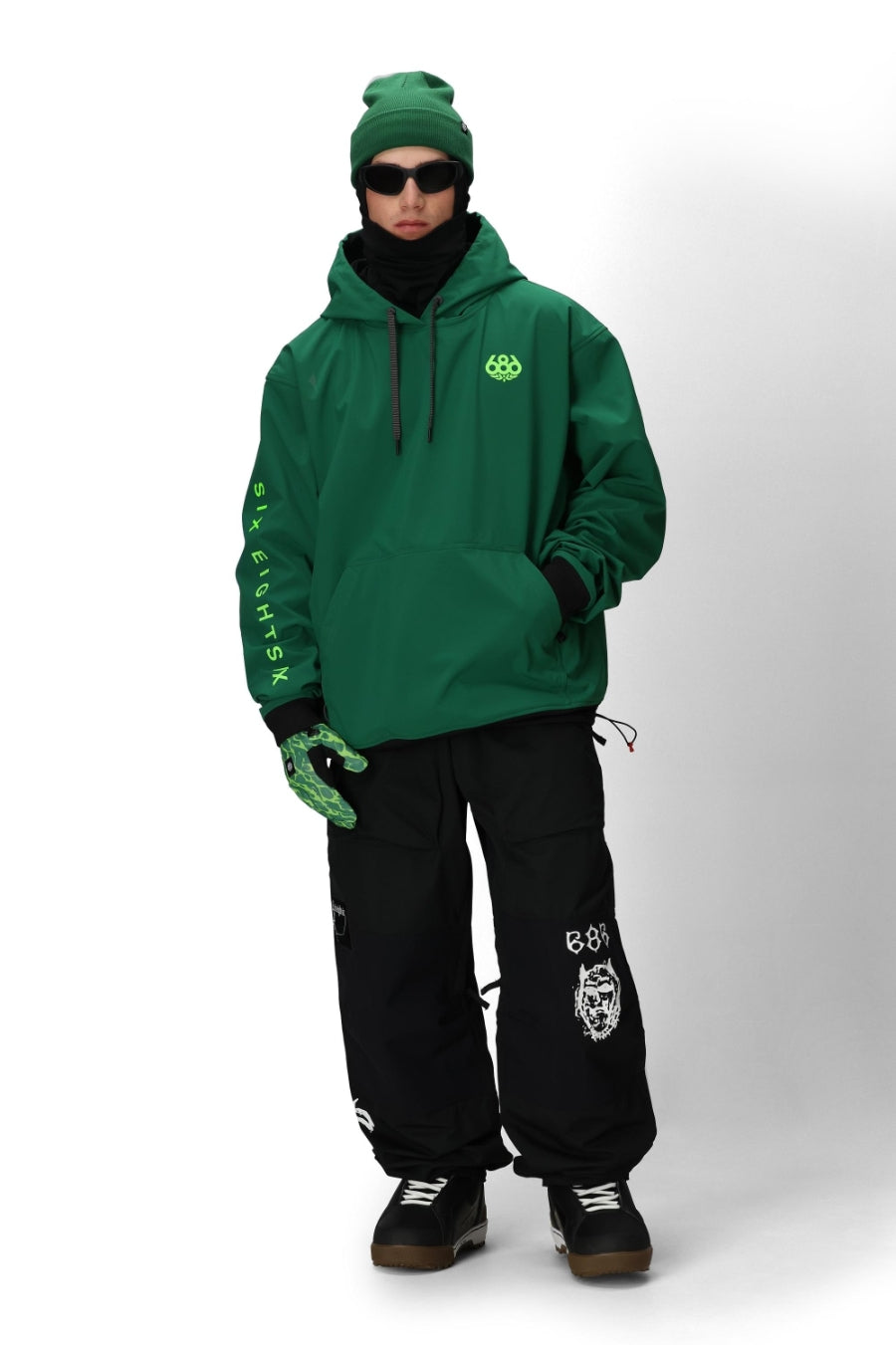 686 ロクハチロク MENS WATERPROOF TEAM HOODY EMERALD GREEN 25-26 スノーボード ウェア