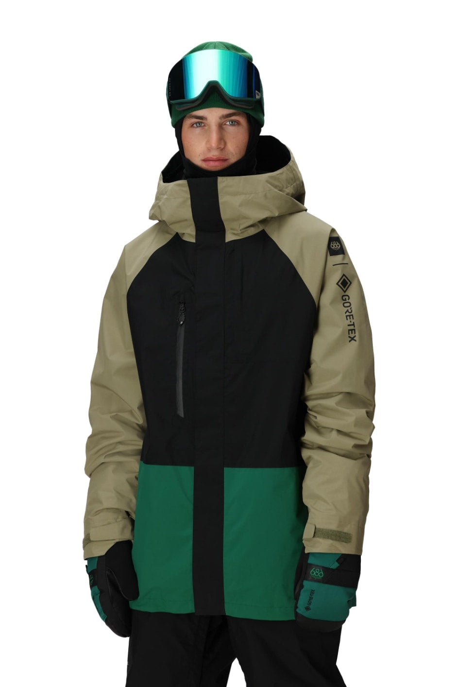 686 ロクハチロク MENS GORE-TEX CORE SHELL JACKET SAGE COLORBLOCK 25-26 スノーボード ウェア