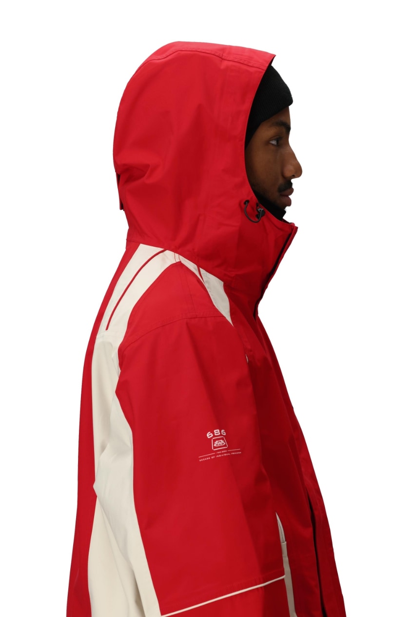 686 ロクハチロク MENS 2002 X3 SHELL JACKET TRUE RED COLORBLOCK 25-26 スノーボード ウェア