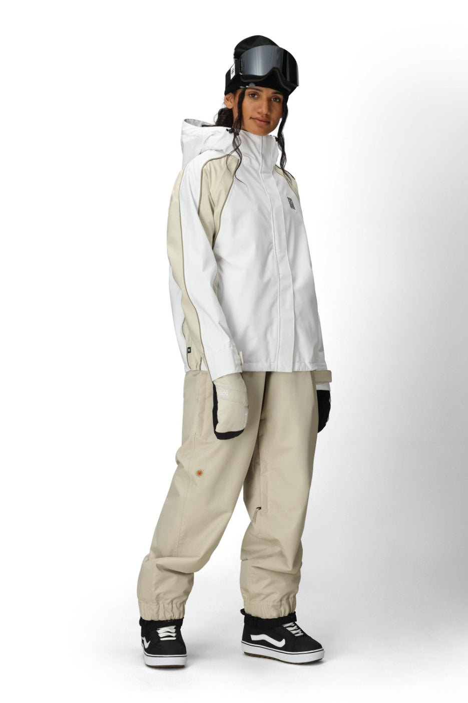 686 ロクハチロク WOMENS HOLOGRAM SHELL JACKET WHITE COLORBLOCK 25-26 スノーボード ウェア