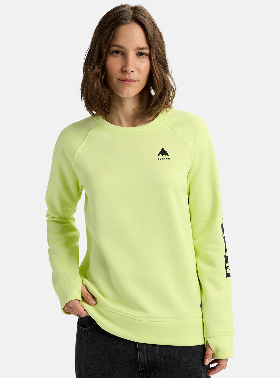 スノーボード ウェア バートン BURTON W Oak Crewneck Fleece Glow Yellow Green Heather 25-26 送料無料 日本正規品 予約商品 店頭受け取り可能