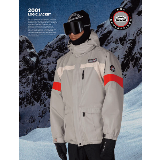 686 ウェア ロクハチロク MENS 2001 LOGIC JACKET LIGHT GREY COLORBLOCK M6WN177 26-27 スノーボードウェア 日本正規品