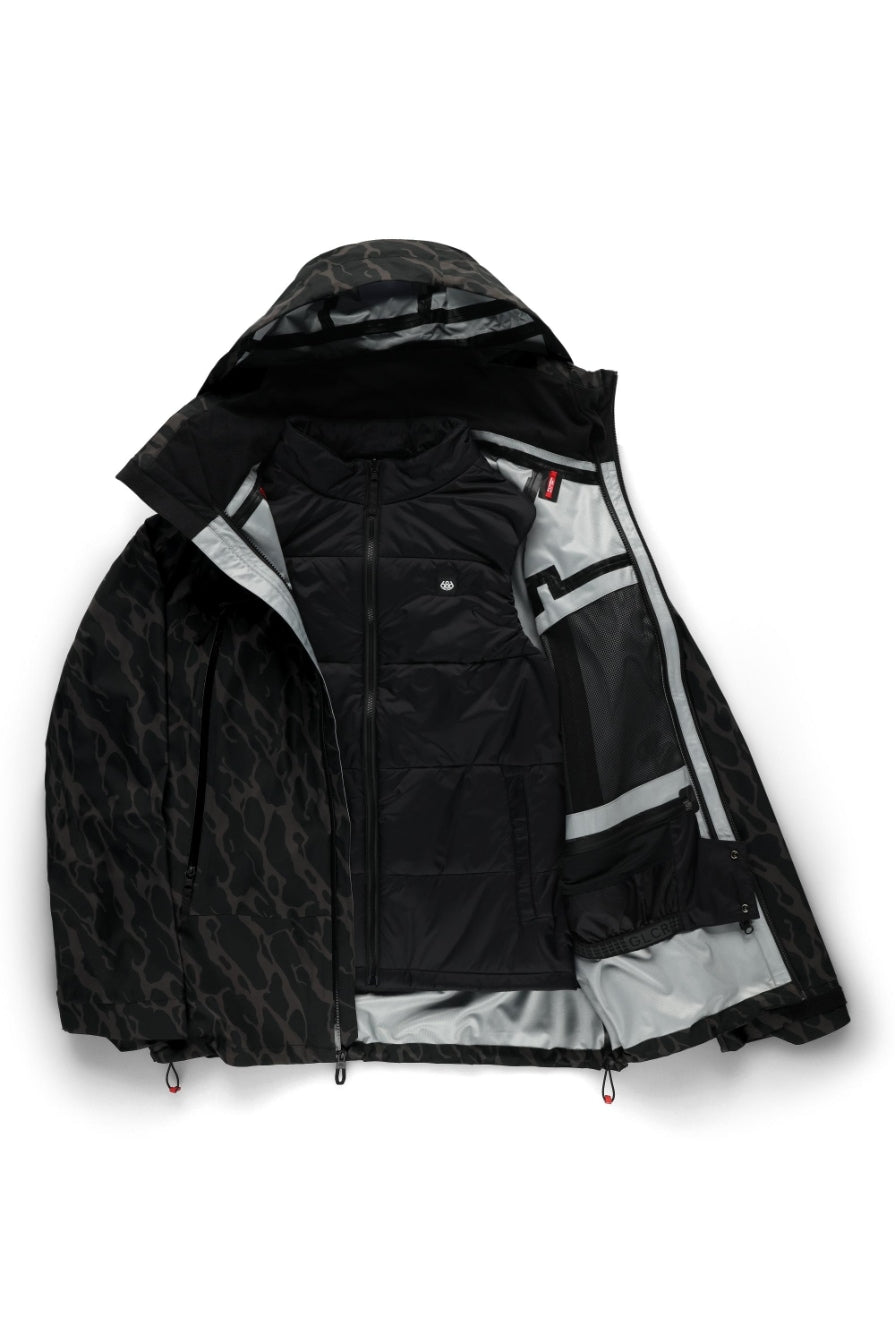 686 ロクハチロク MENS SMARTY 3-IN-1 RODEO 3L JACKET BLACK FRACTURE PRINT 25-26 スノーボード ウェア