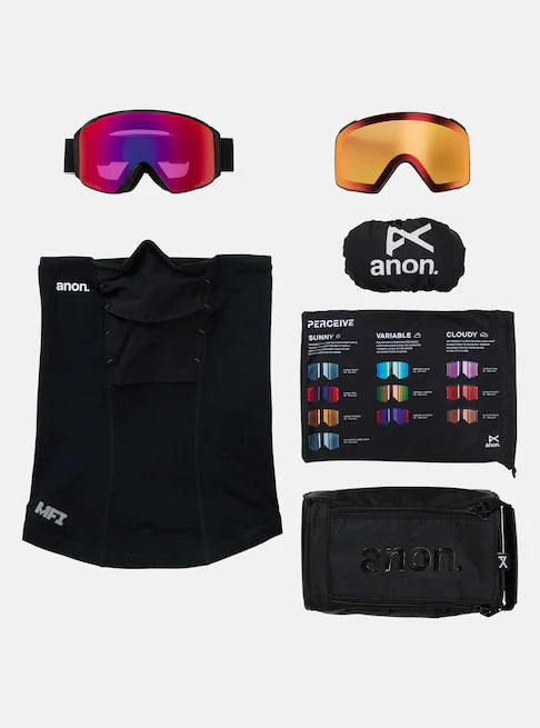 スノーボード ゴーグル アノン ANON M4S Goggles (Cylindrical) + MFI Face Black/Perceive Sunny Red 25-26 送料無料 日本正規品 予約商品 店頭受け取り可能