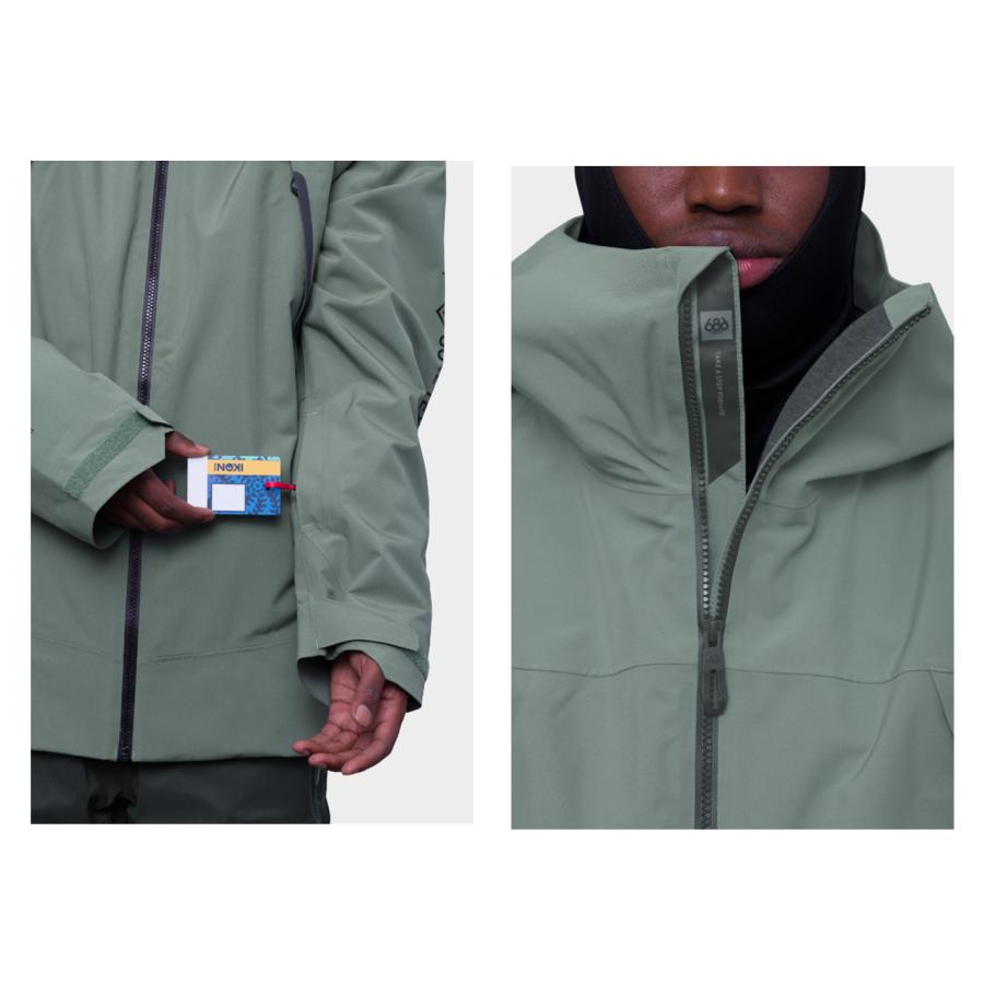 日本正規品 スノーボード ウェア シックスエイトシックス ジャケット 23-24 686 MEN'S GORE-TEX HYDRASTASH SYNC JACKET Cypress Green ゴアテックス