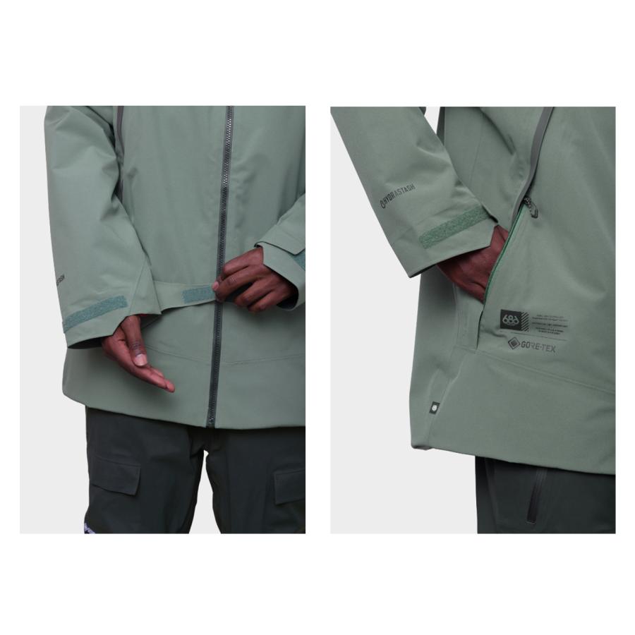 日本正規品 スノーボード ウェア シックスエイトシックス ジャケット 23-24 686 MEN'S GORE-TEX HYDRASTASH SYNC JACKET Cypress Green ゴアテックス