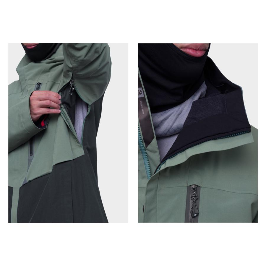 日本正規品 スノーボード ウェア シックスエイトシックス ジャケット 23-24 686 MEN'S GORE-TEX GT JACKET Cypress Green Colorblock メンズ ゴアテックス