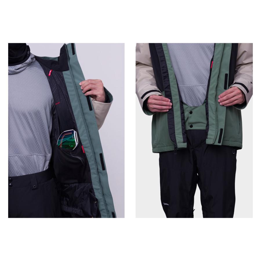 日本正規品 スノーボード ウェア シックスエイトシックス ジャケット 23-24 686 MEN'S GORE-TEX CORE INSULATED JACKET Putty Blk Cypress Green