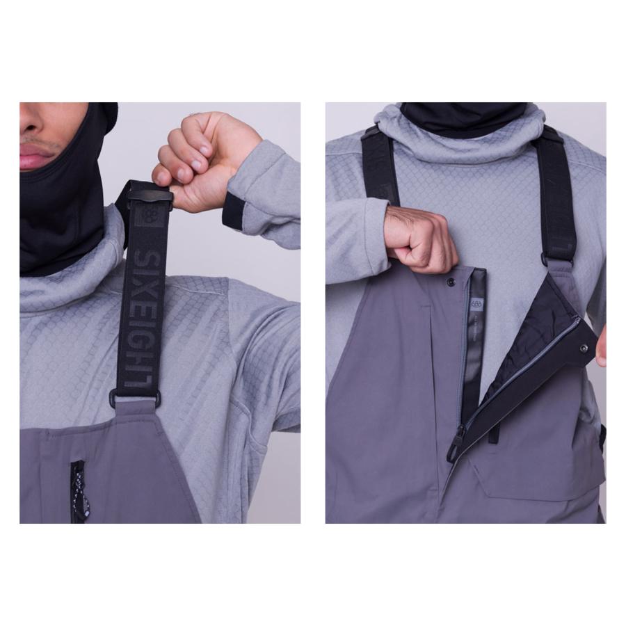 日本正規品 スノーボード ウェア シックスエイトシックス パンツ 23-24 686 MEN'S GORE-TEX STRETCH DISPATCH BIB Rhino Grey ゴアテックス ビブパンツ