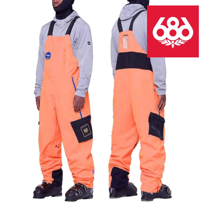 日本正規品 スノーボード ウェア シックスエイトシックス パンツ 23-24 686 MEN'S EXPLORATION BIB Nasa Orange Black メンズ 男性 ビブパンツ