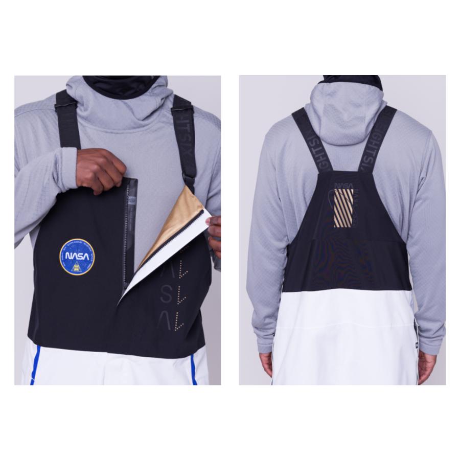 日本正規品 スノーボード ウェア シックスエイトシックス パンツ 23-24 686 MEN'S EXPLORATION BIB Nasa White Black メンズ 男性 ビブパンツ