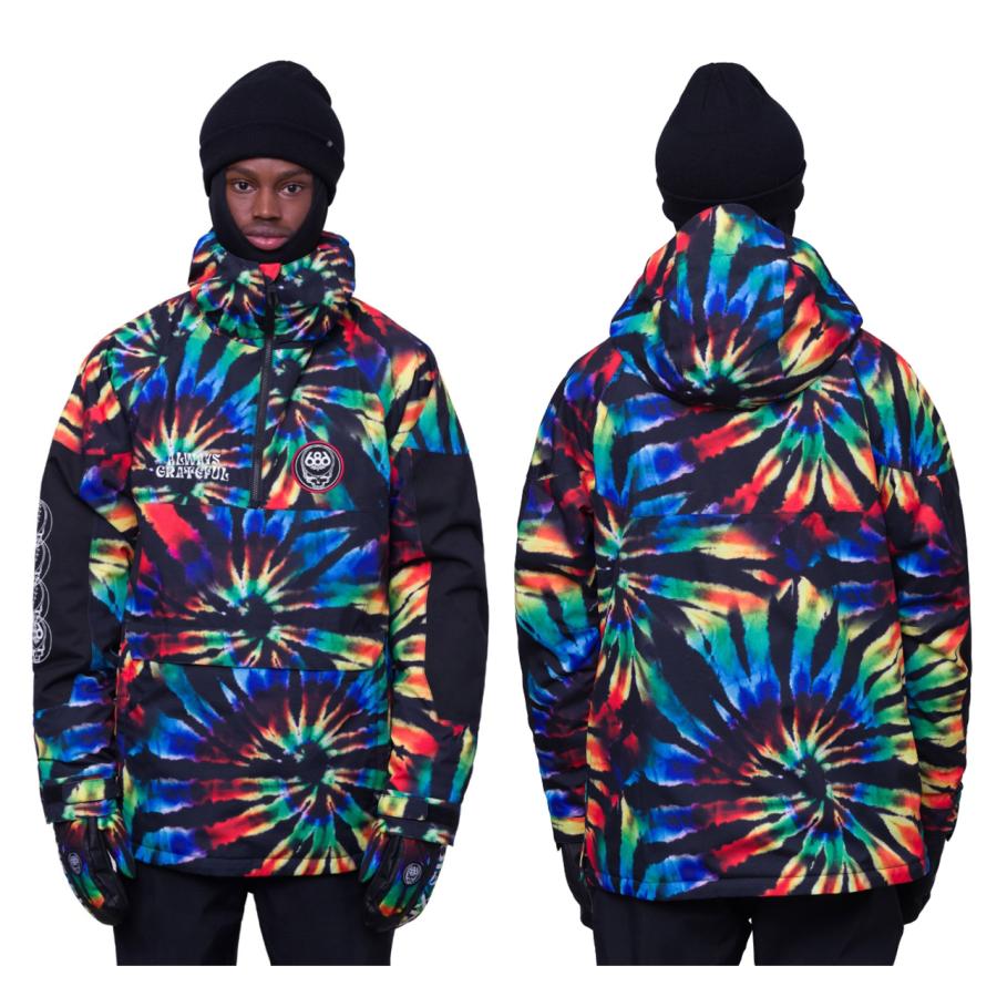 日本正規品 スノーボード ウェア シックスエイトシックス ジャケット 23-24 686 MEN'S RENEWAL INSULATED ANORAK Grateful Dead Black Tie Dye アノラック