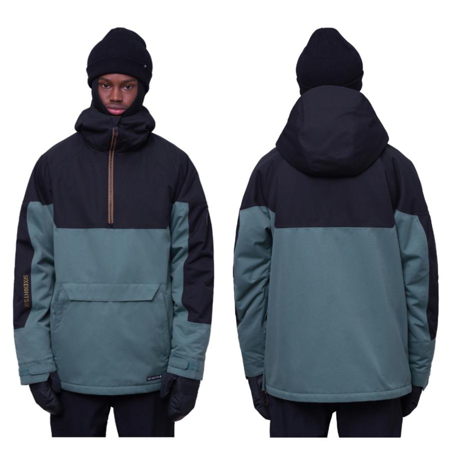 日本正規品 スノーボード ウェア シックスエイトシックス ジャケット 23-24 686 MEN'S RENEWAL INSULATED ANORAK Cypress Green Colorblock アノラック