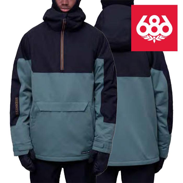 686 MEN'S シックスエイトシックス ウェア ジャケット 23-24 RENEWAL INSULATED ANORAK Cypress Green Colorblock アノラック スノーボード 日本正規品 予約