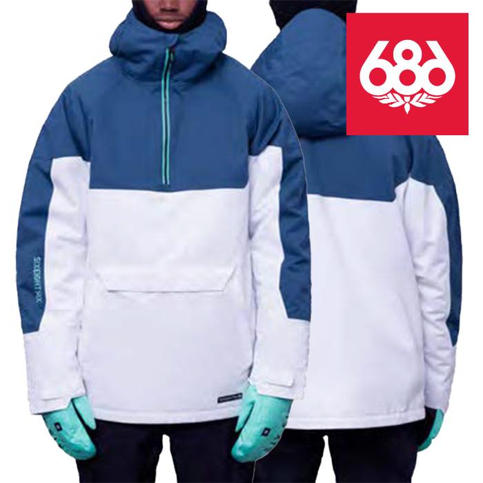 686 MEN'S シックスエイトシックス ウェア ジャケット 23-24 RENEWAL INSULATED ANORAK White Orion Blue メンズ 男性 アノラック スノーボード 日本正規品 予約