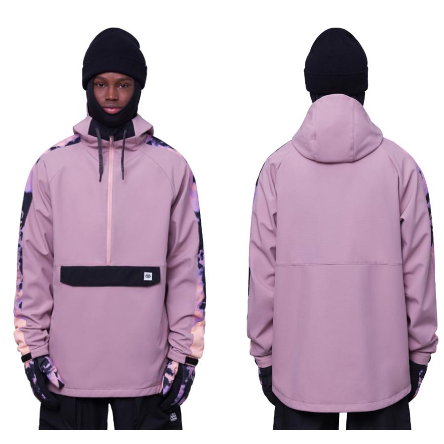 日本正規品 スノーボード ウェア シックスエイトシックス ジャケット 23-24 686 MEN'S WATERPROOF ANORAK Dusty Mauve Colorblock メンズ 男性 アノラック