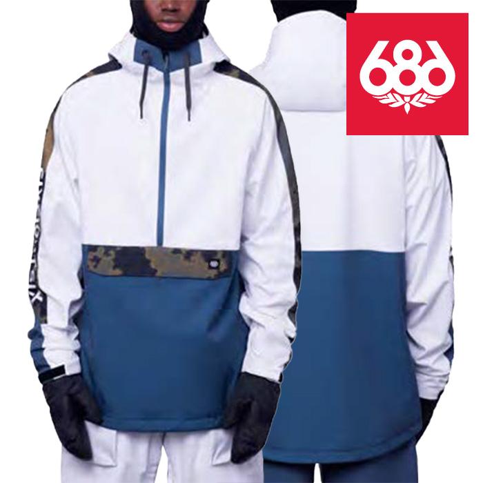 686 MEN'S シックスエイトシックス ウェア ジャケット 23-24 WATERPROOF ANORAK White Colorblock メンズ 男性 アノラック スノーボード 日本正規品 予約