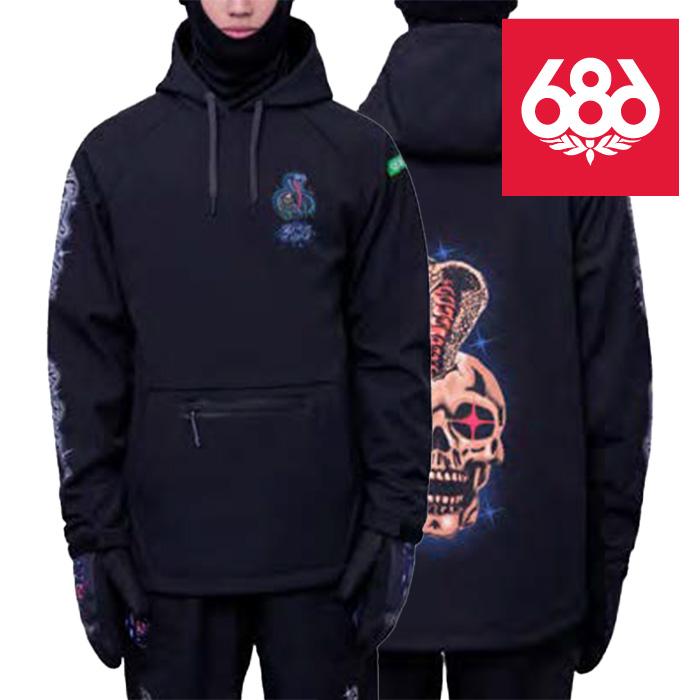 686 MEN'S シックスエイトシックス ウェア ジャケット 23-24 WATERPROOF HOODY Samborghini Black メンズ 男性 フーディ スノーボード 日本正規品 予約