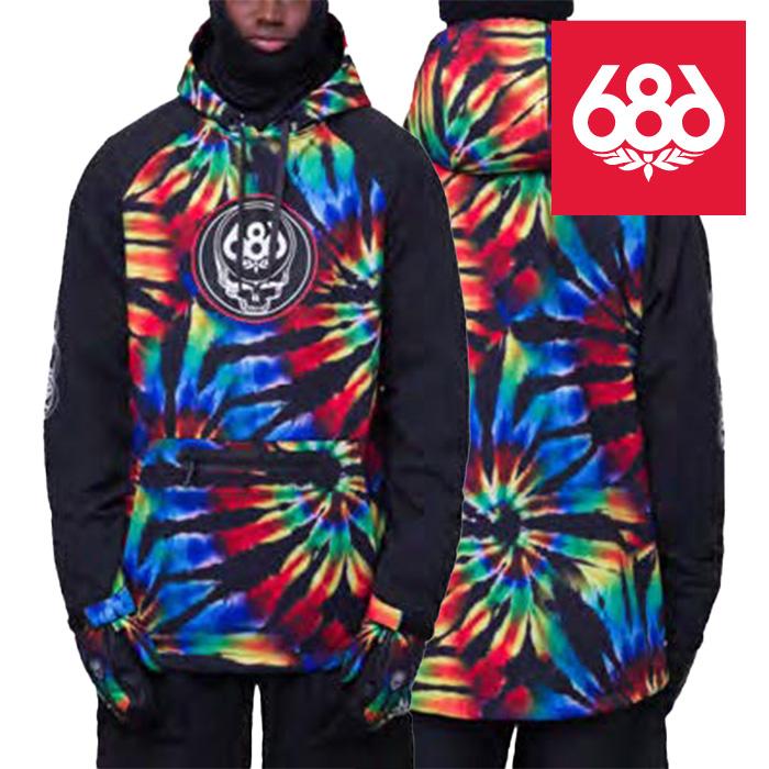 686 MEN'S シックスエイトシックス ウェア ジャケット 23-24 WATERPROOF HOODY Grateful Dead Black Tie Dye メンズ フーディ スノーボード 日本正規品 予約