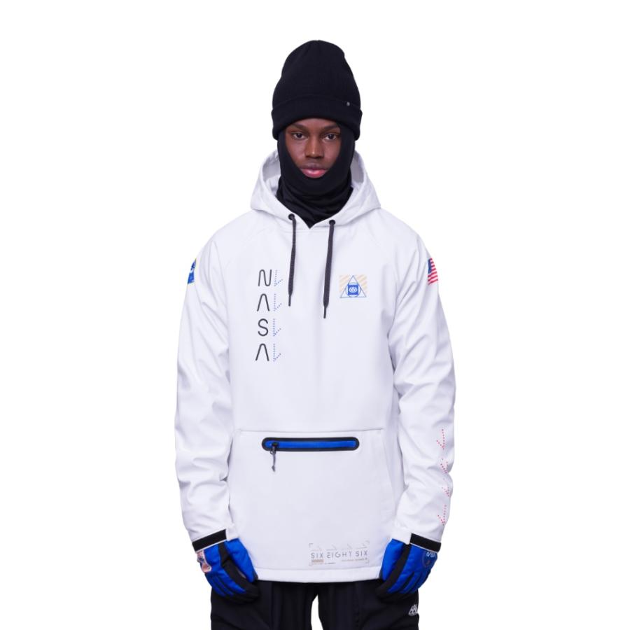 日本正規品 スノーボード ウェア シックスエイトシックス ジャケット 23-24 686 MEN'S WATERPROOF HOODY Nasa White メンズ 男性 フーディ