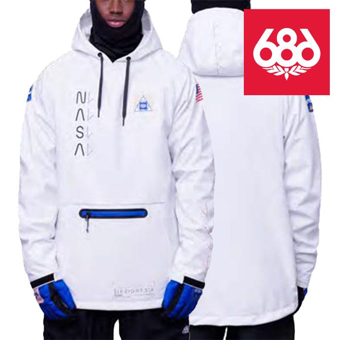 日本正規品 スノーボード ウェア シックスエイトシックス ジャケット 23-24 686 MEN'S WATERPROOF HOODY Nasa White メンズ 男性 フーディ