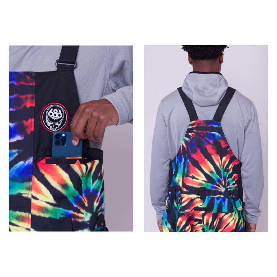 日本正規品 スノーボード ウェア シックスエイトシックス パンツ 23-24 686 MEN'S FRONTIER SHELL BIB Grateful Dead Black Tie Dye メンズ ビブパンツ