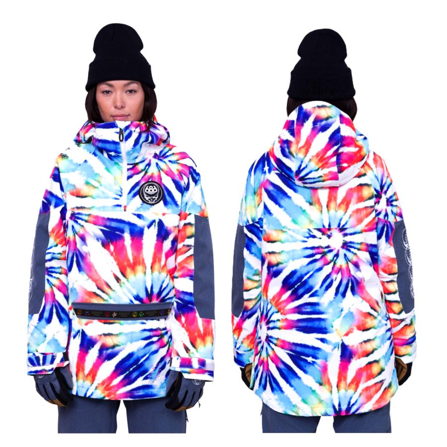 日本正規品 スノーボード ウェア シックスエイトシックス ジャケット 23-24 686 WOMEN'S UPTON INSULATED ANORAK Grateful Dead White Tie Dye アノラック