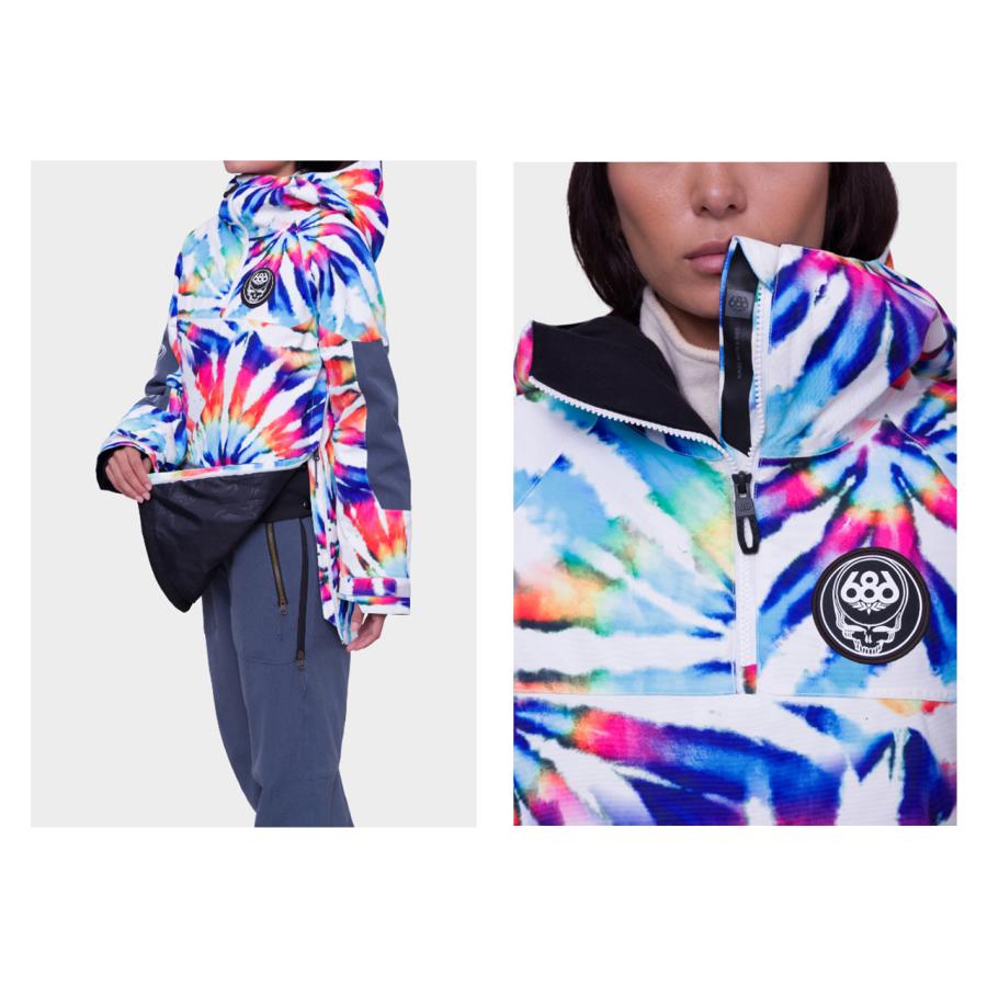 日本正規品 スノーボード ウェア シックスエイトシックス ジャケット 23-24 686 WOMEN'S UPTON INSULATED ANORAK Grateful Dead White Tie Dye アノラック