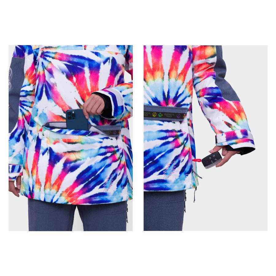 日本正規品 スノーボード ウェア シックスエイトシックス ジャケット 23-24 686 WOMEN'S UPTON INSULATED ANORAK Grateful Dead White Tie Dye アノラック