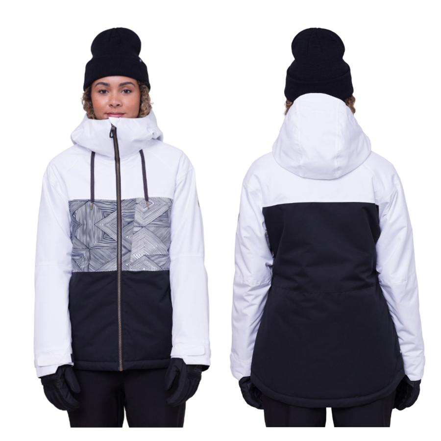 日本正規品 スノーボード ウェア シックスエイトシックス ジャケット 23-24 686 WOMEN'S ATHENA INSULATED JACKET White Geo Colorblock ウィメンズ 女性