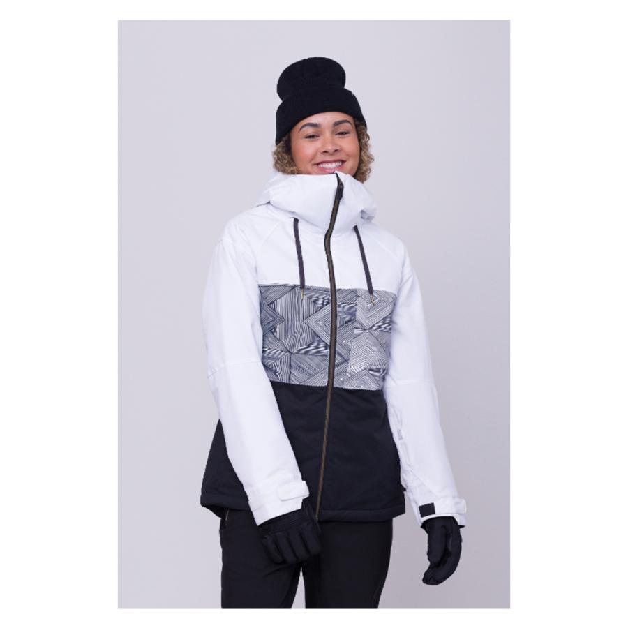 日本正規品 スノーボード ウェア シックスエイトシックス ジャケット 23-24 686 WOMEN'S ATHENA INSULATED JACKET White Geo Colorblock ウィメンズ 女性