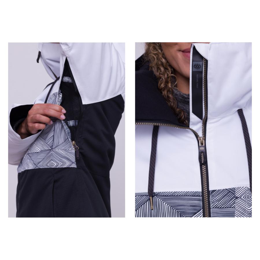 日本正規品 スノーボード ウェア シックスエイトシックス ジャケット 23-24 686 WOMEN'S ATHENA INSULATED JACKET White Geo Colorblock ウィメンズ 女性