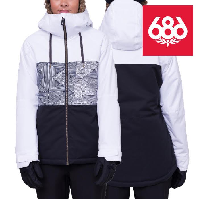 日本正規品 スノーボード ウェア シックスエイトシックス ジャケット 23-24 686 WOMEN'S ATHENA INSULATED JACKET White Geo Colorblock ウィメンズ 女性