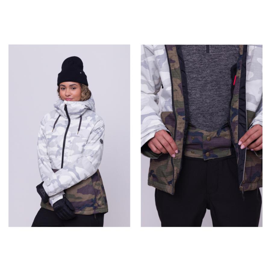 日本正規品 スノーボード ウェア シックスエイトシックス ジャケット 23-24 686 WOMEN'S ATHENA INSULATED JACKET White Camo Colorblock ウィメンズ 女性