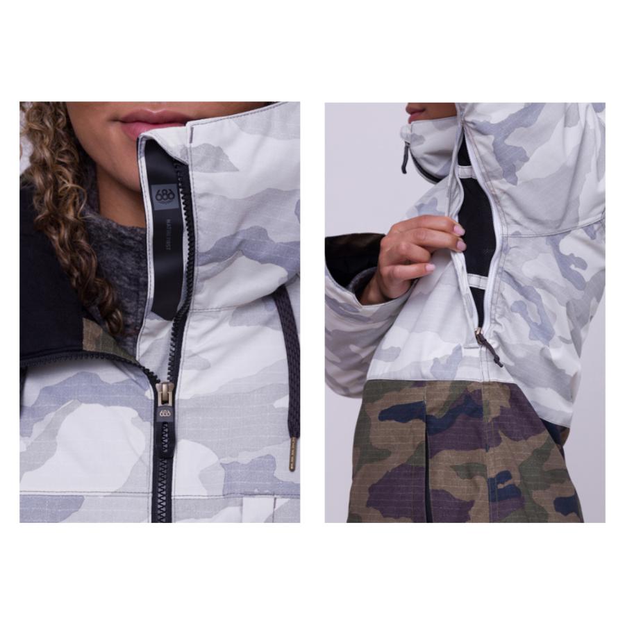 日本正規品 スノーボード ウェア シックスエイトシックス ジャケット 23-24 686 WOMEN'S ATHENA INSULATED JACKET White Camo Colorblock ウィメンズ 女性