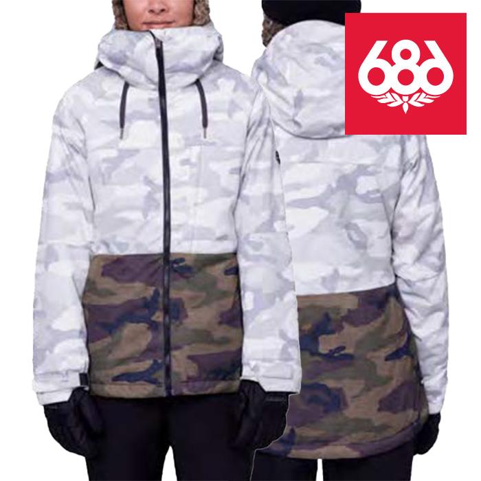 日本正規品 スノーボード ウェア シックスエイトシックス ジャケット 23-24 686 WOMEN'S ATHENA INSULATED JACKET White Camo Colorblock ウィメンズ 女性