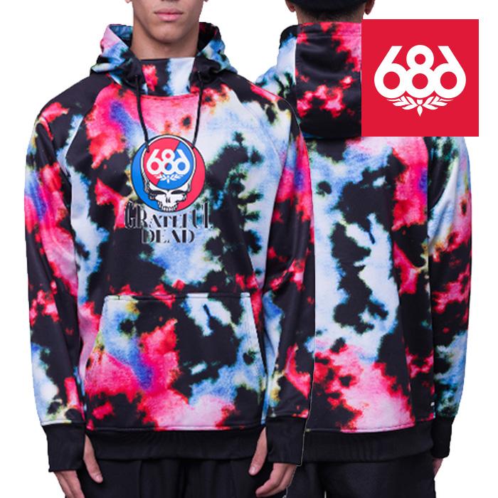 日本正規品 スノーボード ウェア  シックスエイトシックス ジャケット 23-24 686 BONDED FLEECE PULLOVER HOODY Grateful Dead Nebula Tie Dye メンズ 男性