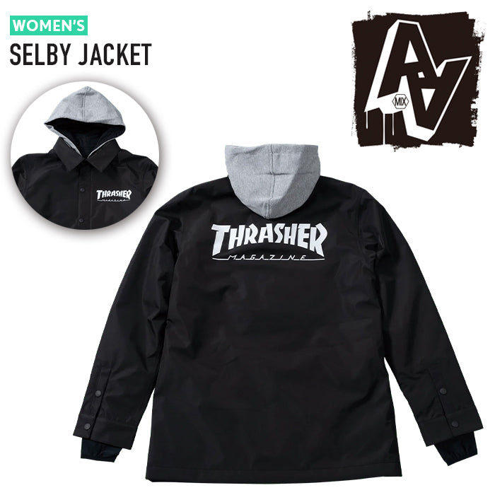 日本正規品 スノーボード ウェア ダブルエー ハードウェア ジャケット 23-24 AA HARDWEAR CO. SELBY JACKET Thrasher Black REGULAR FIT WOMEN'S