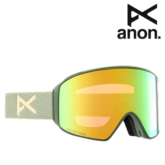 日本正規品 スノーボード ゴーグル アノン 23-24 ANON M4 CYLINDRICAL GOGGLES + BONUS LENS + MFI FACE MASK - LOW BRIDGE FIT Hedge/Perceive Variable Green